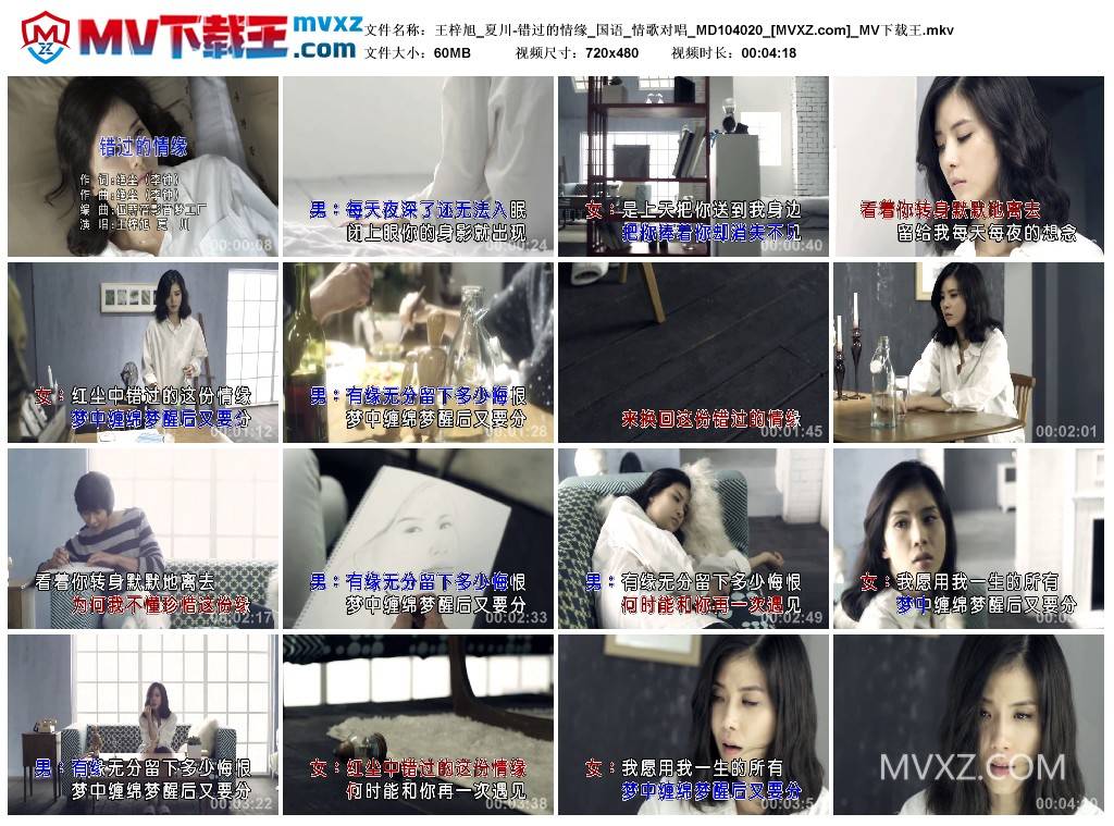 王梓旭_夏川-错过的情缘_国语_情歌对唱_MD104020